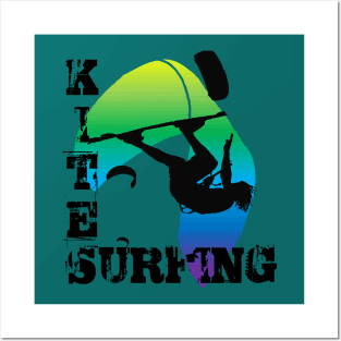 Kite Surfing WIth Freestyle Kitesurfer And Kite Posters and Art